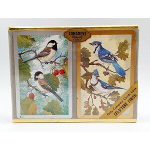 Vintage Congress Playing Cards Backyard Birds Celutone Double Deck  New Sealed